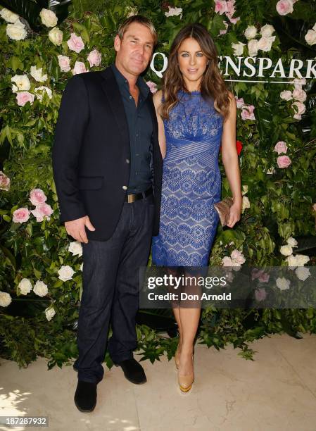 Shane Warne and Elizabeth Hurley attend a Queenspark breakfast to celebrate the brand's Summer 2013 collection on November 8, 2013 in Sydney,...