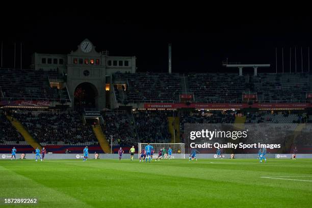 General view inside the stadium during the LaLiga EA Sports match between FC Barcelona and UD Almeria at Estadi Olimpic Lluis Companys on December...