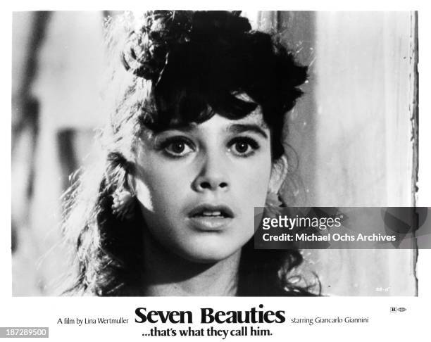 Actress Francesca Marciano on set of the movie "Seven Beauties" in 1975.