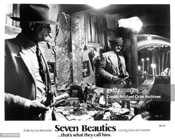 Actor Giancarlo Giannini on set of the movie "Seven Beauties" in 1975.