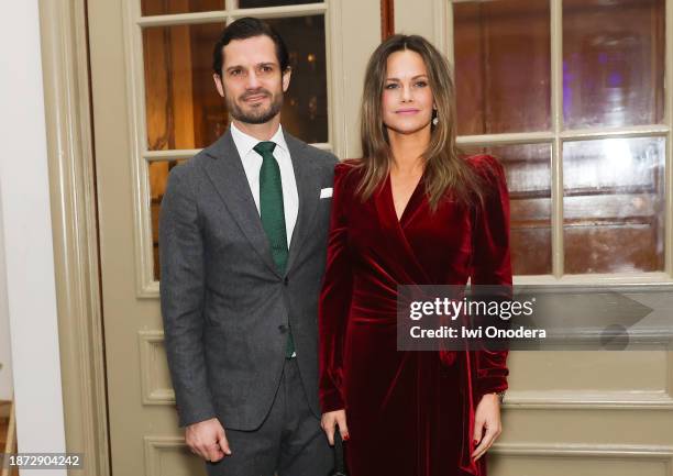 Prince Carl Philip of Sweden and Princess Sofia of Sweden attend the concert "Christmas in Vasastan" at Gustaf Vasa Church on December 21, 2023 in...