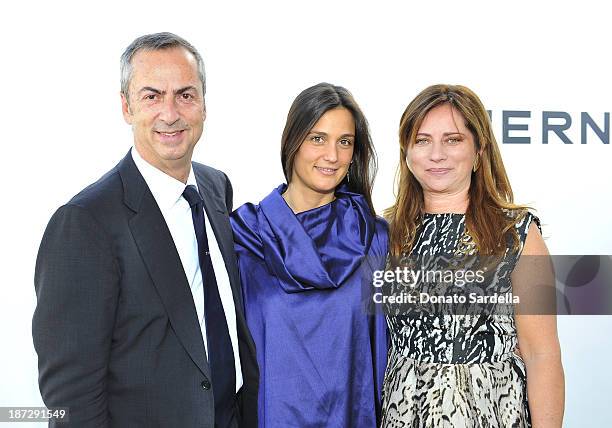 Carlo Traglio, CEO of Vhernier, Christiana Vigano` and Anna Maria Castracane attend Vhernier luncheon hosted by Jennifer Hale from C Magazine at...