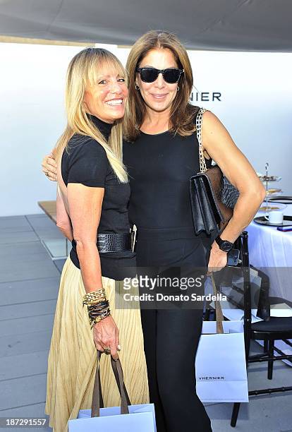 Julia Sorkin and Lyndie Benson attend Vhernier luncheon hosted by Jennifer Hale from C Magazine at Gagosian Gallery on November 7, 2013 in Beverly...