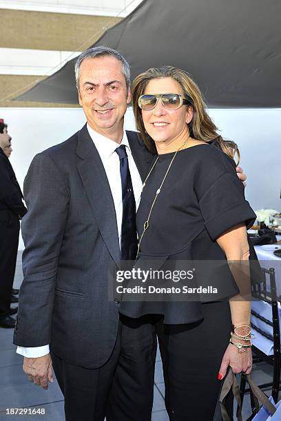 Carlo Traglio, CEO of Vhernier and Veronica Toub attend Vhernier luncheon hosted by Jennifer Hale from C Magazine at Gagosian Gallery on November 7,...