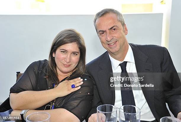 Jennifer Hale and Carlo Traglio, CEO of Vhernier attends Vhernier luncheon hosted by Jennifer Hale from C Magazine at Gagosian Gallery on November 7,...