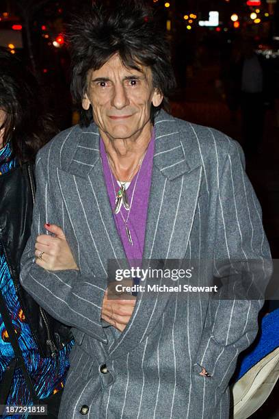 Musician Ronnie Wood of the Rolling Stones seen outside the Gansevoort Hotel on November 7, 2013 in New York City.