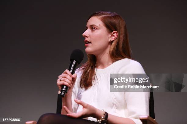 Actress Greta Gerwig visits Apple Store Soho on November 7, 2013 in New York City.