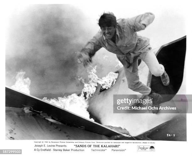 Actor Stuart Whitman on set of Paramount Pictures movie "Sands of the Kalahari" in 1965.