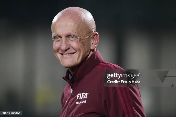 Pierluigi Collina smiles after the FIFA Legends match between Saudi Legends and World Legends at Al-Ahli Sports Club on December 21, 2023 in Jeddah,...