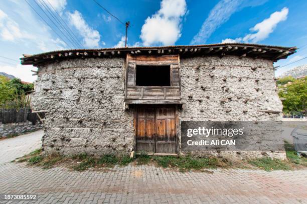 old-built houses made of wood, stone and mortar - draft period closes stock pictures, royalty-free photos & images