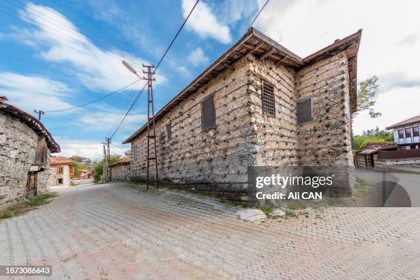 old-built houses made of wood, stone and mortar - draft period closes stock pictures, royalty-free photos & images