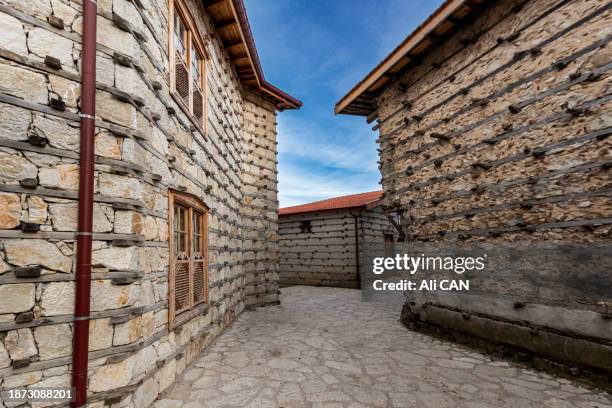 old-built houses made of wood, stone and mortar - draft period closes stock pictures, royalty-free photos & images