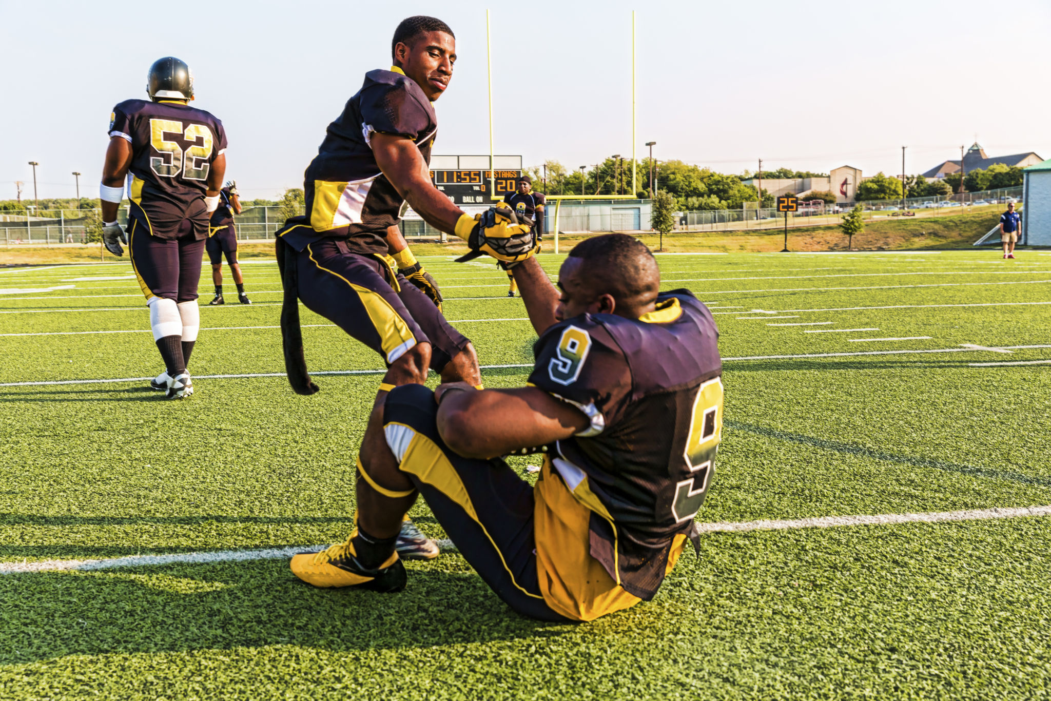 football player resting