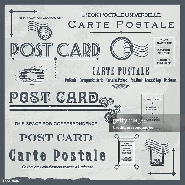 vector vintage postcard design elements - postmark stock illustrations