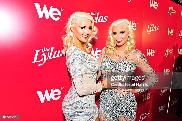 Playboy playmates Kristina Shannon and Karissa Shannon are seen at WE tv's Celebration for The Premiere Of It's Newest Series "The LYLAS" at the...