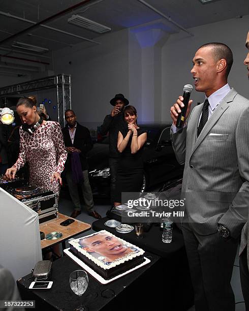 David Wilson of the New York Giants auctions a week with a Maserati at the launch of the new Maserati in Manhattan showroom and the preview of the...