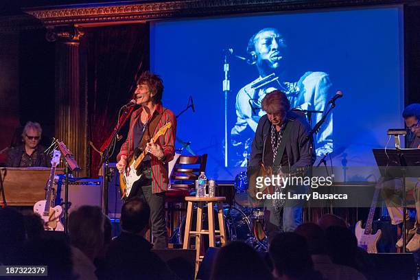 Al Cooper, Ronnie Wood and Mick Taylor perform at The Cutting Room on November 7, 2013 in New York City. Ronnie Wood of the Rolling Stones made a...