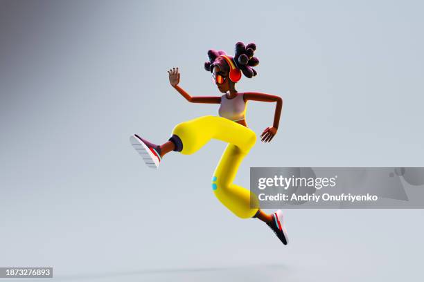 metaverse avatar jumping - caricature photos et images de collection