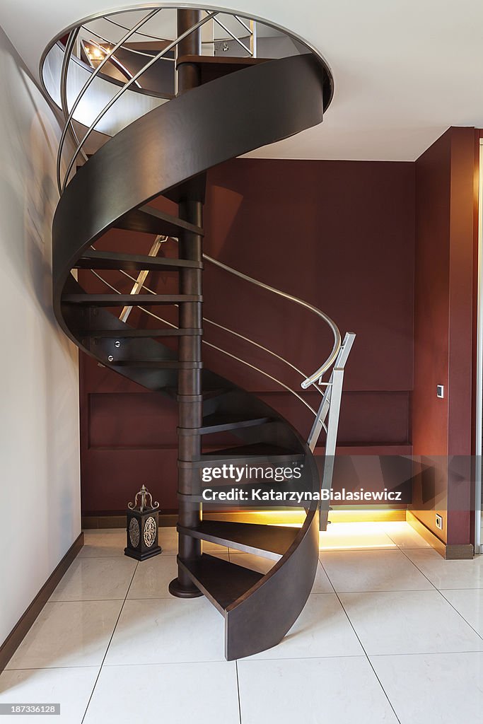 Spiral Staircase In A Modern Luxury House High-Res Stock Photo - Getty ...