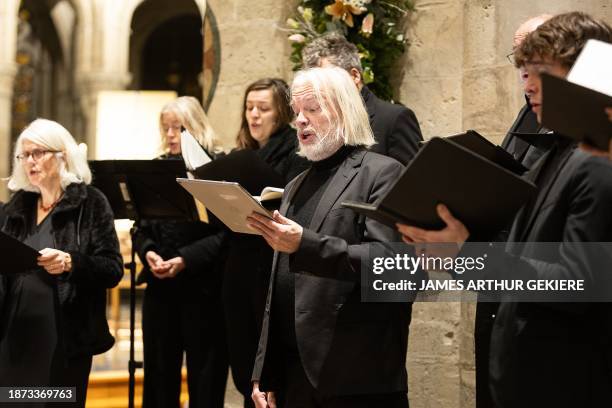 Illustration picture shows the celebration of the Midnight mass on Christmas eve at the 'Kathedraal van Sint-Michiel en Sint-Goedele - Cathedrale...