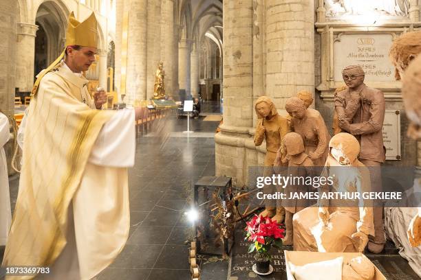 New archbishop Luc Terlinden pictured during the celebration of the Midnight mass on Christmas eve at the 'Kathedraal van Sint-Michiel en...