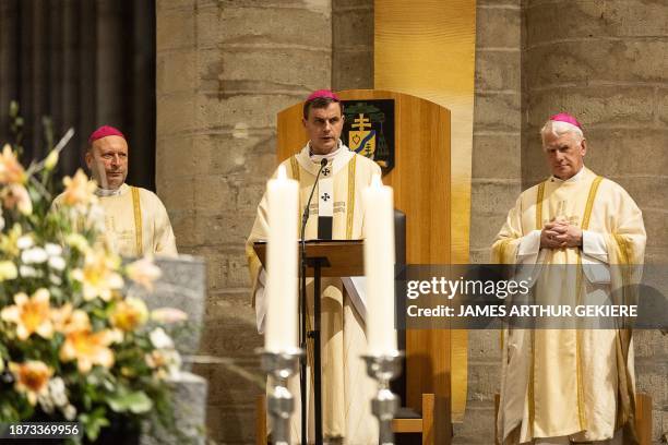 New archbishop Luc Terlinden pictured during the celebration of the Midnight mass on Christmas eve at the 'Kathedraal van Sint-Michiel en...