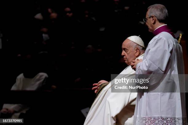 Pope Francis is presiding over the Christmas Eve mass at St. Peter's Basilica in the Vatican.