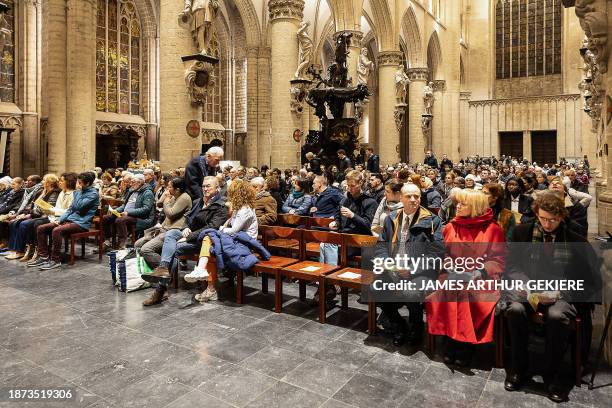 Congregation attends the celebration of the Midnight mass on Christmas eve at the 'Kathedraal van Sint-Michiel en Sint-Goedele - Cathedrale...