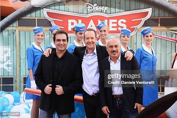 Gianluca Terranova, John Peter Sloan and Gianfranco Mazzoni attend 'Planes 3D' Premiere during The 8th Rome Film Festival on November 8, 2013 in...