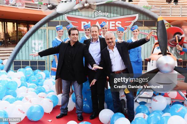 Gianluca Terranova, John Peter Sloan and Gianfranco Mazzoni attend 'Planes 3D' Premiere during The 8th Rome Film Festival on November 8, 2013 in...