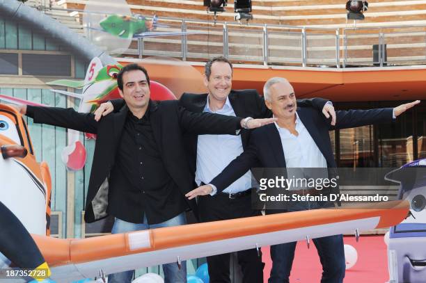 Gianluca Terranova, John Peter Sloan and Gianfranco Mazzoni attend 'Planes 3D' Premiere during The 8th Rome Film Festival on November 8, 2013 in...