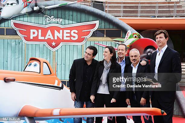 Gianluca Terranova, Alessandra Cattoi,John Peter Sloan, Gianfranco Mazzoni and Stefano Bethlen attend 'Planes 3D' Premiere during The 8th Rome Film...