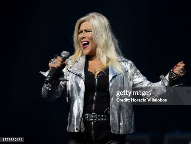 British singer Samantha Fox performs at Preto e Prata Hall in Casino Estoril on December 21 in Estoril, Portugal.