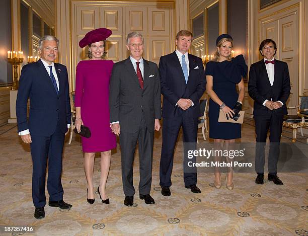 Didier Reynders, Queen Mathilde of Belgium, King Philippe of Belgium, King Willem-Alexander of The Netherlands, Queen Maxima of The Netherlands and...