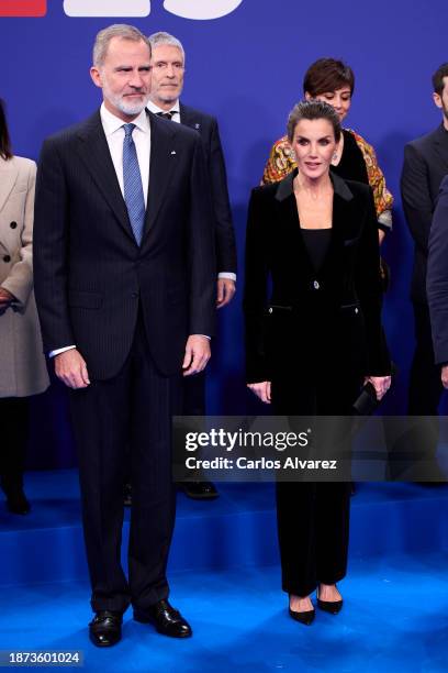 King Felipe VI of Spain and Queen Letizia of Spain attend the closure Concert of the Spanish Presidency of the EU at the National Auditorium on...