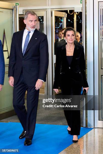 King Felipe VI of Spain and Queen Letizia of Spain attend the closure Concert of the Spanish Presidency of the EU at the National Auditorium on...