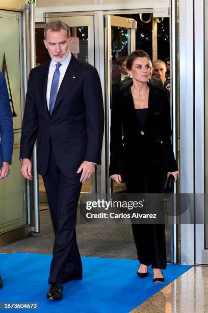 King Felipe VI of Spain and Queen Letizia of Spain attend the closure Concert of the Spanish Presidency of the EU at the National Auditorium on...