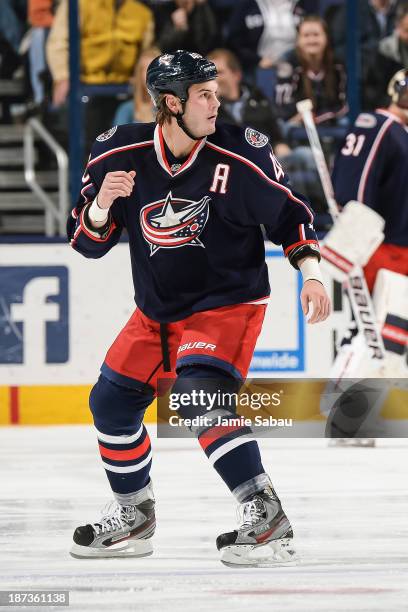 Jared Boll of the Columbus Blue Jackets skates against the Ottawa Senators on November 5, 2013 at Nationwide Arena in Columbus, Ohio.