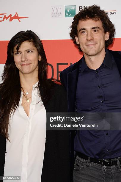Elisa Toffoli attends and Elio Germano attend the 'L'Ultima Ruota Del Carro' Photocall during the 8th Rome Film Festival at the Auditorium Parco...