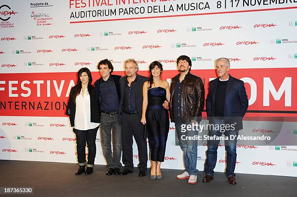 Elisa Toffoli, Elio Germano, Giovanni Veronesi, Alessandra Mastronardi, Ricky Memphis and Ernesto Fioretti attend the 'L'Ultima Ruota Del Carro'...