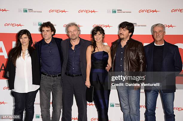 Elisa Toffoli, Elio Germano, Giovanni Veronesi, Alessandra Mastronardi, Ricky Memphis and Ernesto Fioretti attend the 'L'Ultima Ruota Del Carro'...