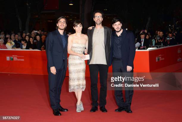 Actors Luca Marinelli, actress Camilla Filippi, director Alessandro Lunardelli and actor Filippo Scicchitano attend 'Il Mondo Fino In Fondo' Premiere...