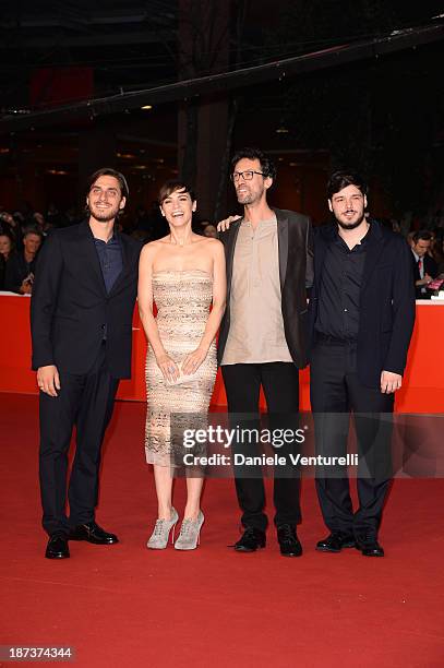 Actors Luca Marinelli, actress Camilla Filippi, director Alessandro Lunardelli and actor Filippo Scicchitano attend 'Il Mondo Fino In Fondo' Premiere...
