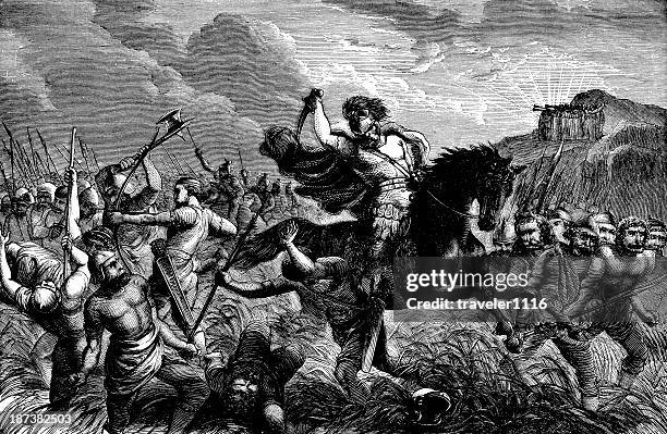 battle between the israelites and tribe of judah - israelites ancient tribe stock illustrations