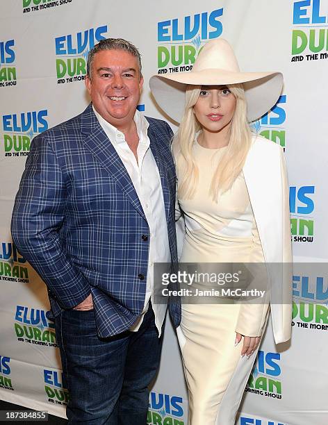 Elvis Duran and Lady Gaga visit the Elvis Duran Z100 Morning Show at Z100 Studio on November 8, 2013 in New York City.