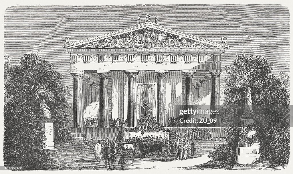 Temple of Aphaea (510 BC), visual reconstruction, published in 1876