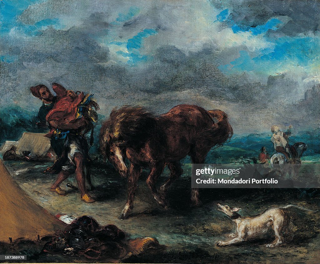 A Moroccan and his Horse, by Delacroix Eugène, 19th Century, 1857, oil on canvas,