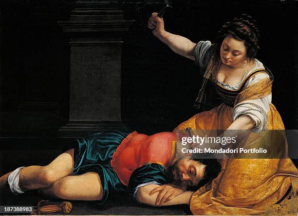 Hungary, Budapest, Szépmuvészeti Múzeum , All, Jael drives a tent peg with a hammer into Sisera's brain while the man is lying asleep, Jeal wears a...