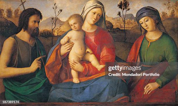 Italy, Piedmont, Vercelli, Museo Francesco Borgogna, All, Virgin and Child with Saint John the Baptist and a female Saint,