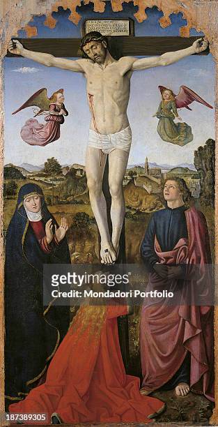 Italy, Liguria, Genoa, Galleria di Palazzo Bianco, All, Mary Magdalene hugs the cross on which Jesus Christ is crucified, Virgin Mary and Saint John...